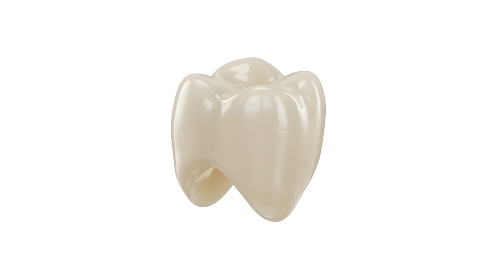 Photorealistic 3D Render of a Single Zirconia Dental Crown on White Background